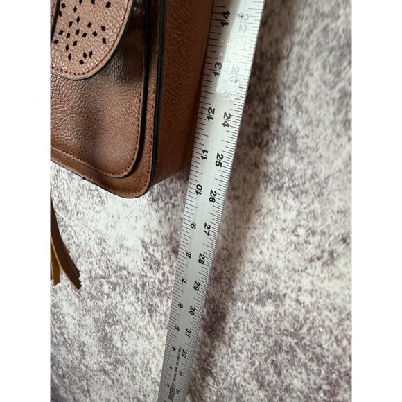 Boho Faux Leather Purse Women S Brown laser cut Crossbody Shoulder Bag Tassel - Picture 7 of 12